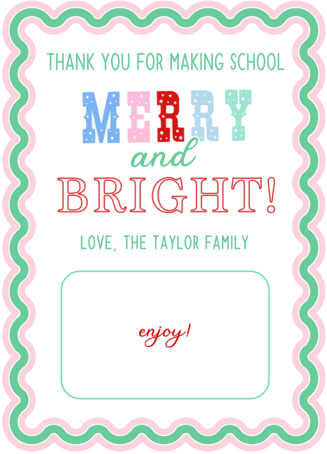 PRINTABLE 5X7 Christmas Treat Card – Katie Corley Art