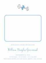 Load image into Gallery viewer, Blue Rattle Birth Announcement