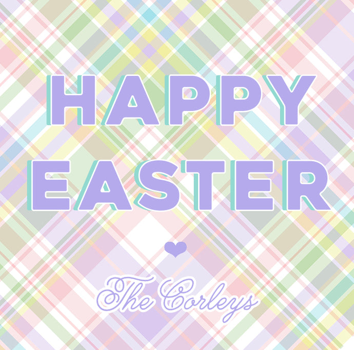 Happy Easter Purple Plaid Gift Tags