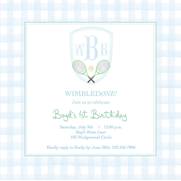 WimbledONE Birthday Invitations