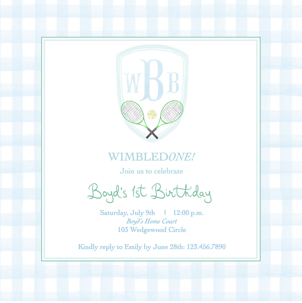 WimbledONE Birthday Invitations