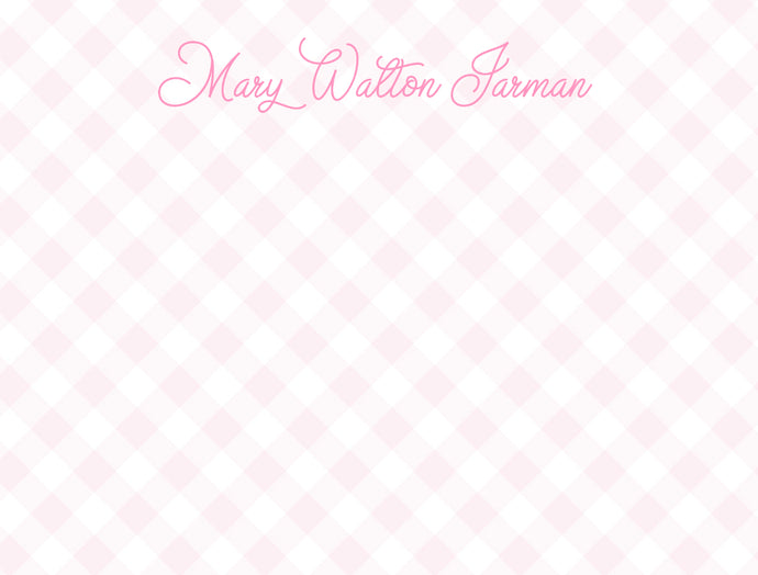 Pink Gingham Stationery Set