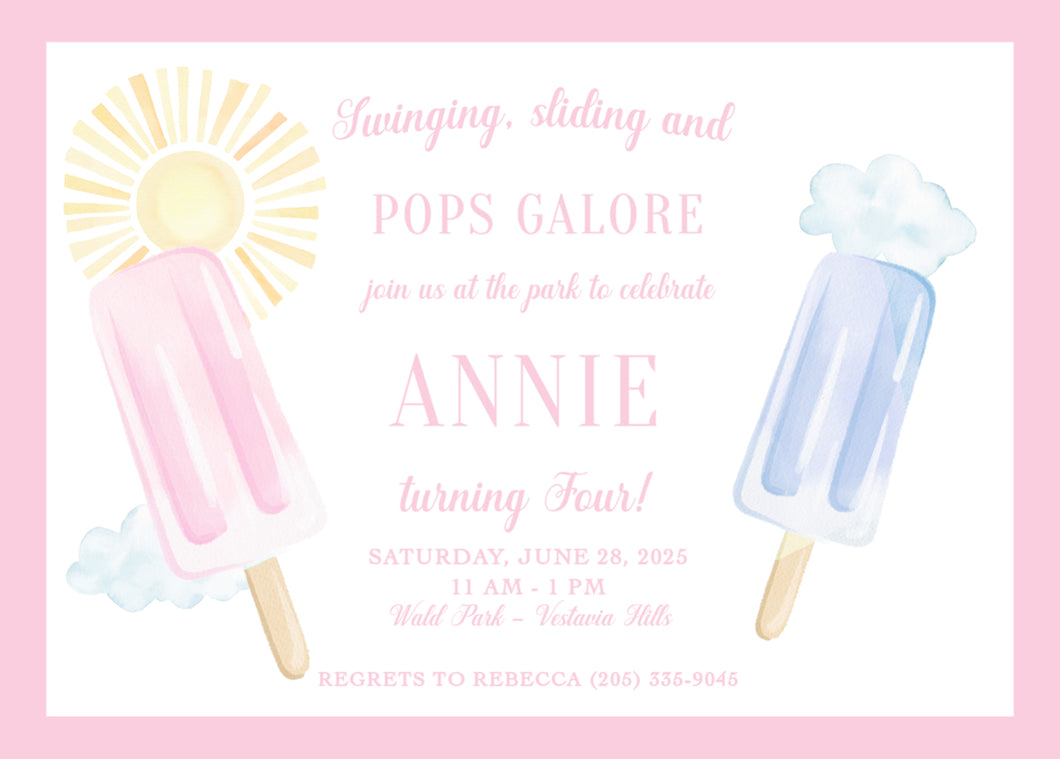 Popsicle Invitations Pink