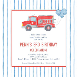 Fire Truck Birthday Invitations II