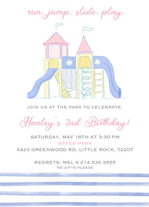 Playground/Park Birthday Invitations Girl