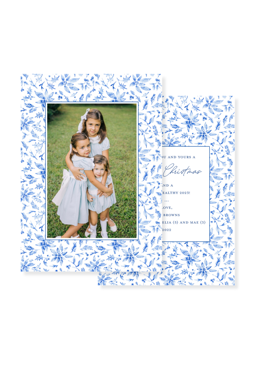 Scalloped Blue and White Christmas Vertical
