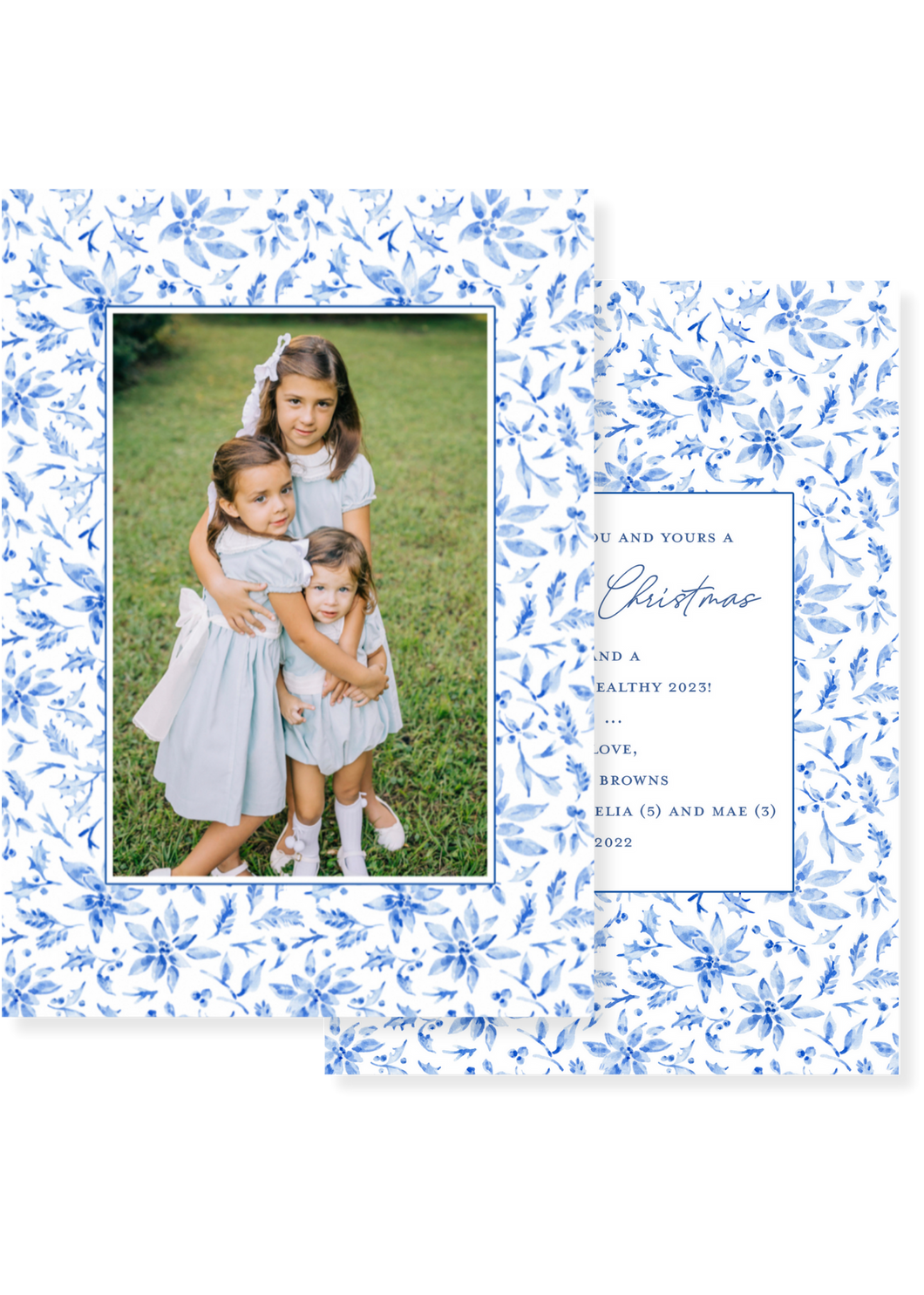 Scalloped Blue and White Christmas Vertical