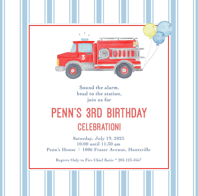 Fire Truck Birthday Invitations II