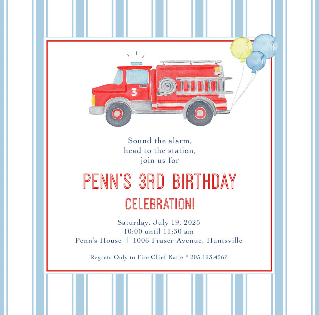 Fire Truck Birthday Invitations II