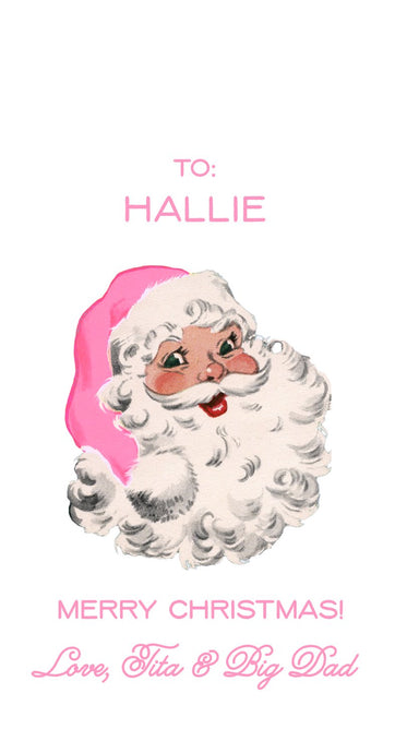 From Santa Large Tag - Pink