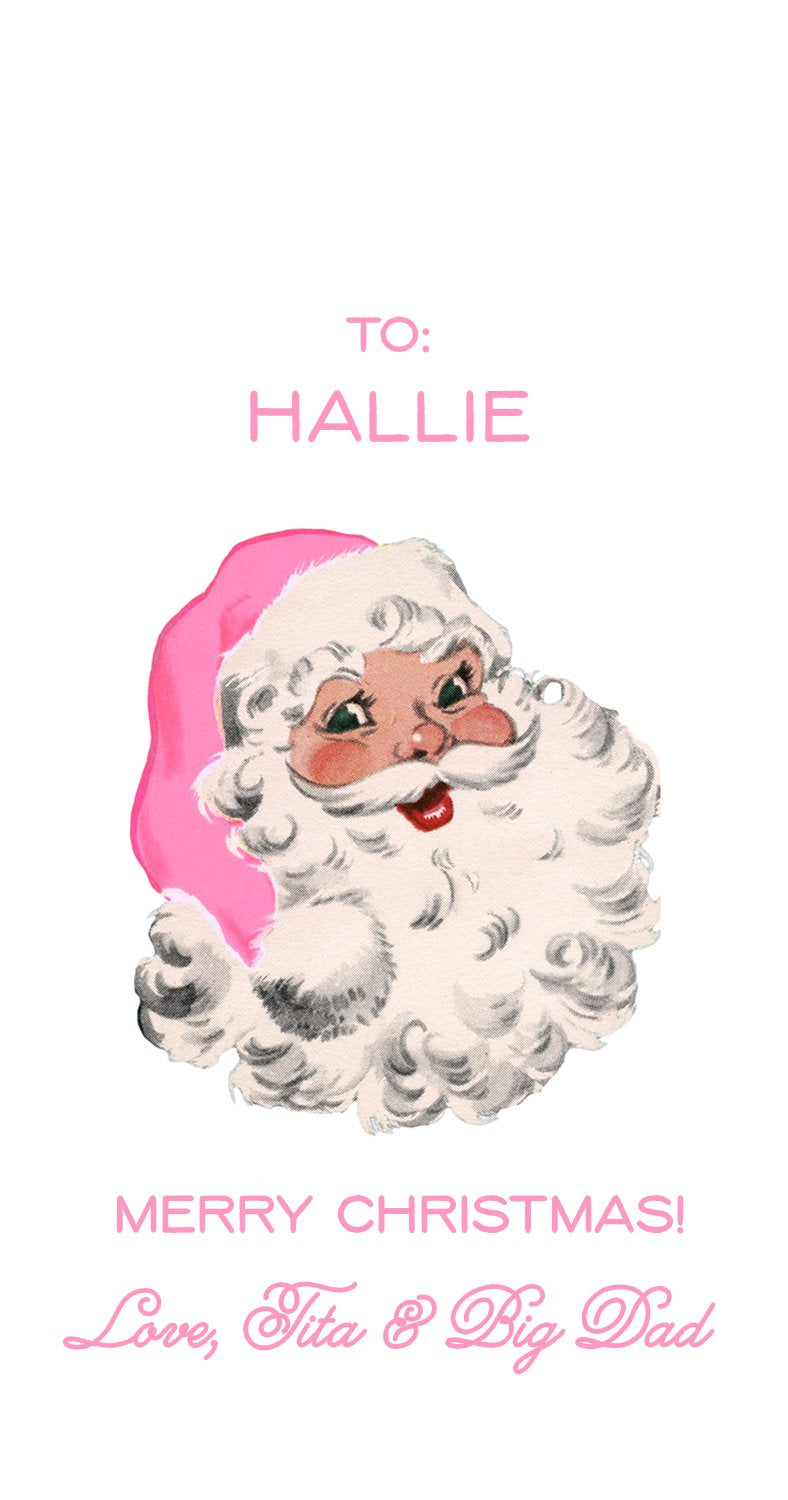 From Santa Large Tag - Pink