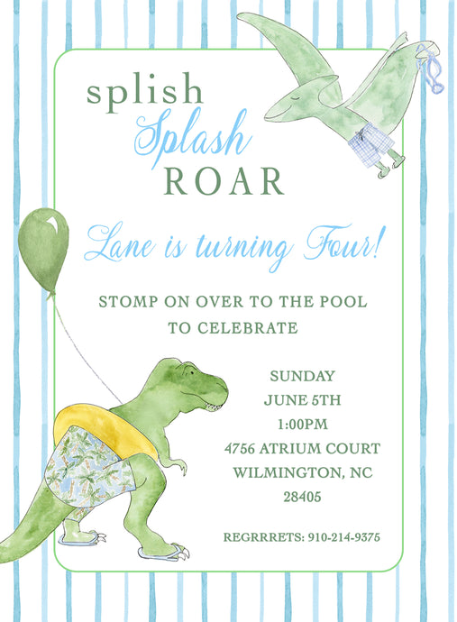 Dinosaur Pool Party Invitations