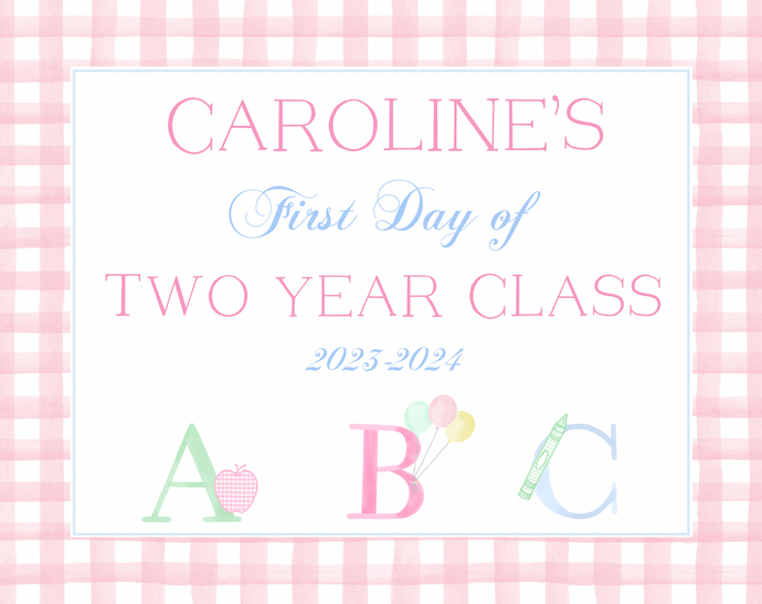 Back to School Sign-ABC Pink Gingham