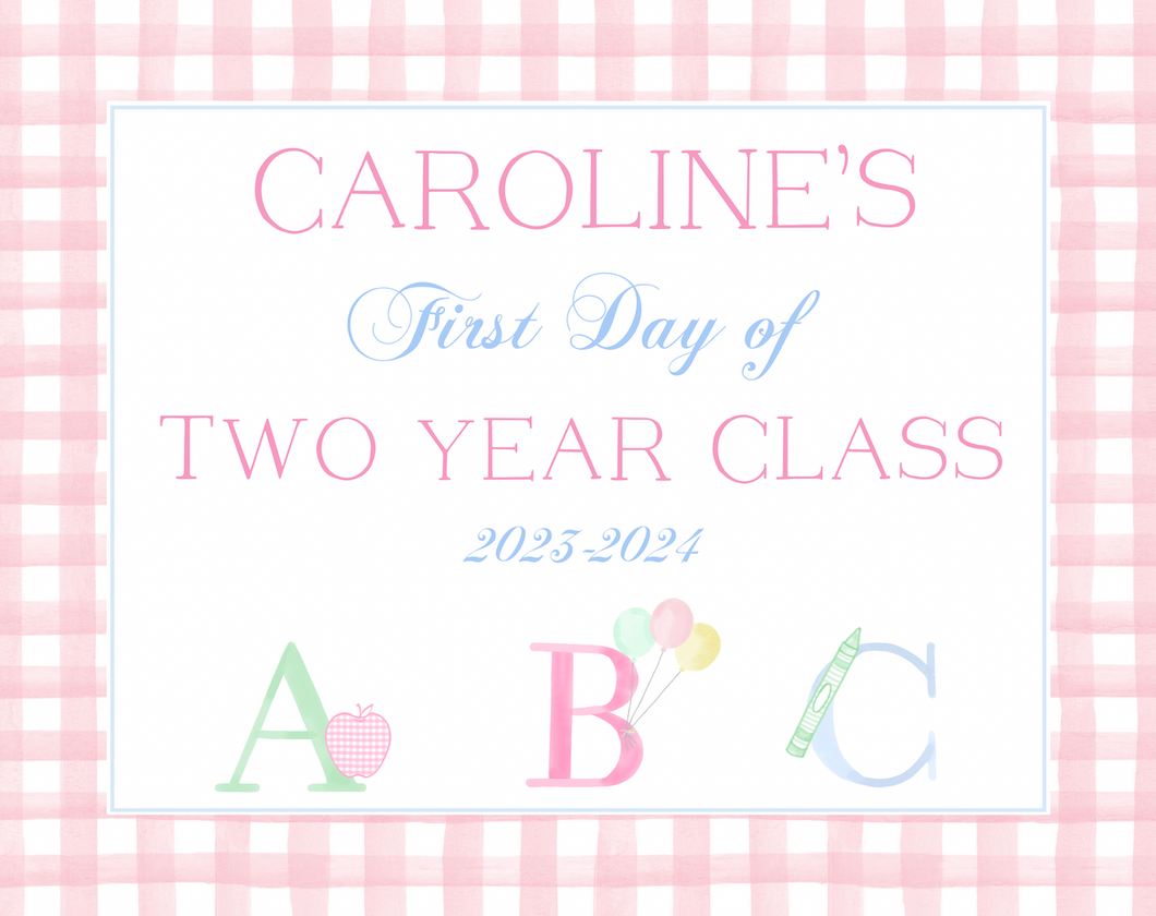 Back to School Sign-ABC Pink Gingham