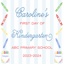 Load image into Gallery viewer, Back to School Sign-Crayon Stripe (square)