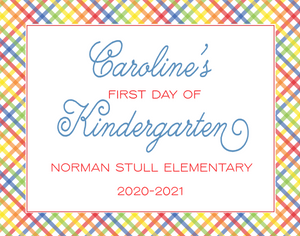 Back to School Sign-Primary Gingham