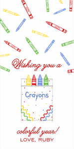 Colorful Year Crayon Large Tag-Red