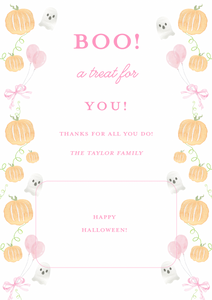 PRINTABLE 5x7 Halloween Treat Card-Pink