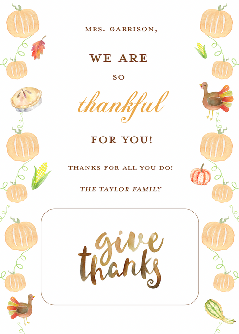 PRINTABLE 5x7 Thanksgiving Treat Card