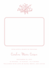 Load image into Gallery viewer, Pink Floral Birth Announcement