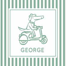 Load image into Gallery viewer, Green Alligator on Moped Luggage Tag