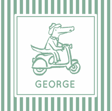 Load image into Gallery viewer, Bitty Green-Green Alligator on Moped Luggage Tag