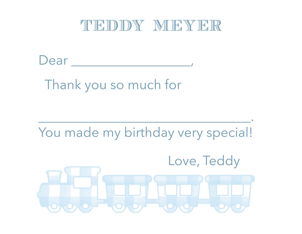 Easy Breezy Train Thank You Notes