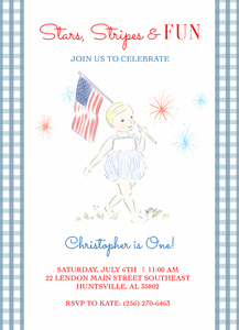 Patriotic Boy Invitations-Gingham