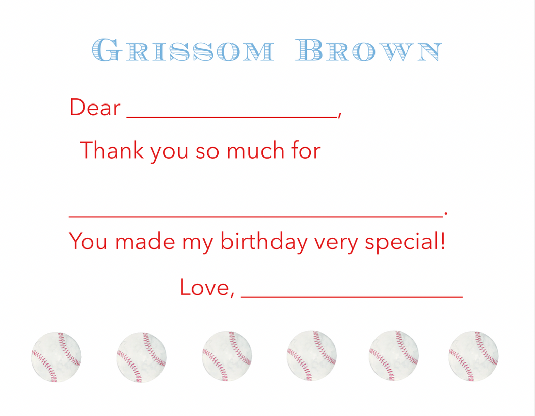 Easy Breezy Baseball Thank You Notes