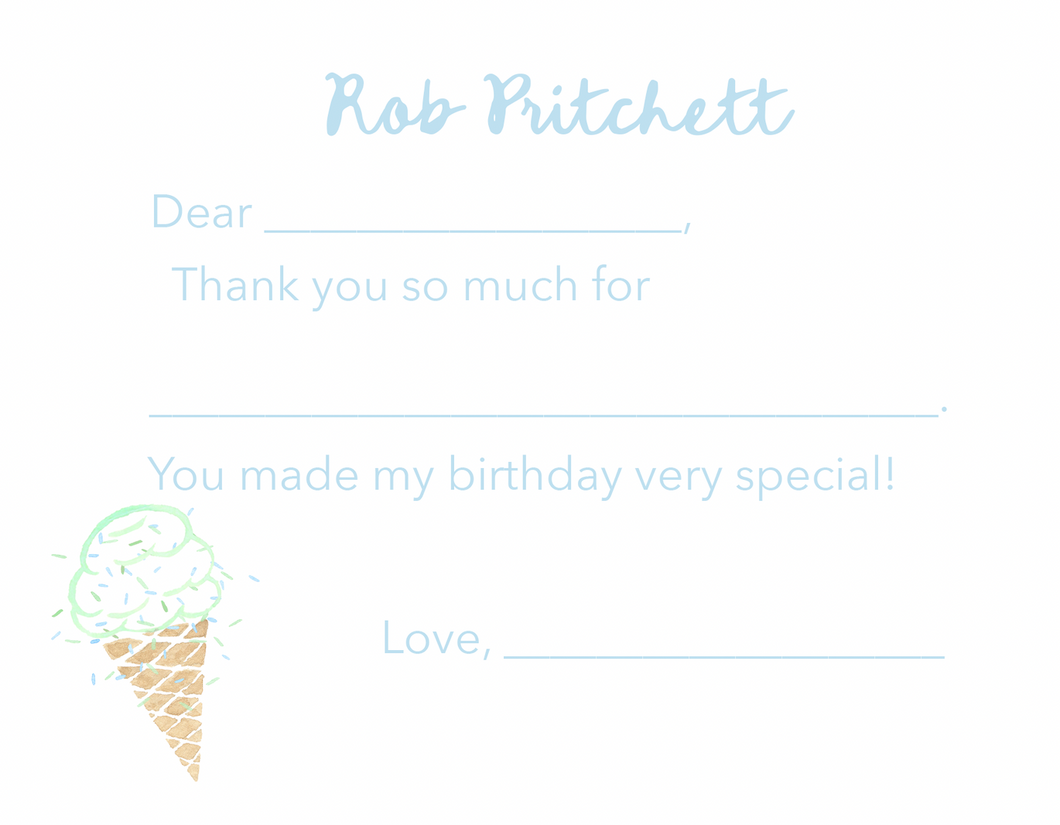 Easy Breezy Ice Cream Thank You Notes