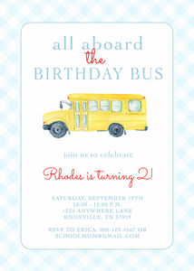 Birthday Bus Invitation