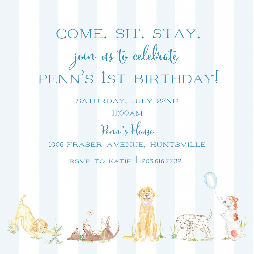 Puppy Party Birthday Invitations