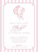 Load image into Gallery viewer, Bonnet Baby, Little Lady Birthday Invitations