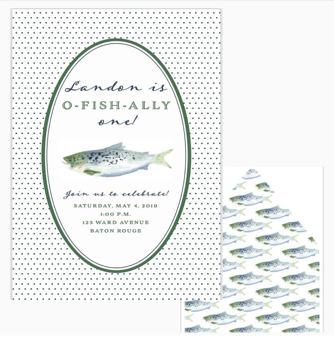 O Fish Ally Two Invitations, Fishing Birthday Party