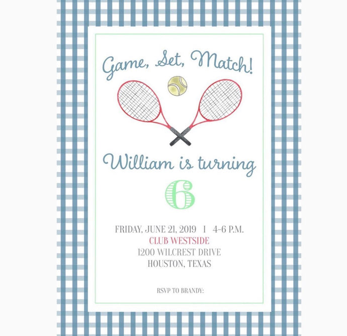 Tennis Birthday Invitations