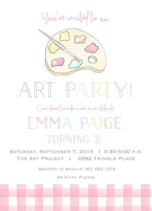 Art Party-Palette- Birthday Invitations