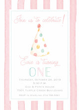 Load image into Gallery viewer, Polka Dot Party Hat Birthday Invitations