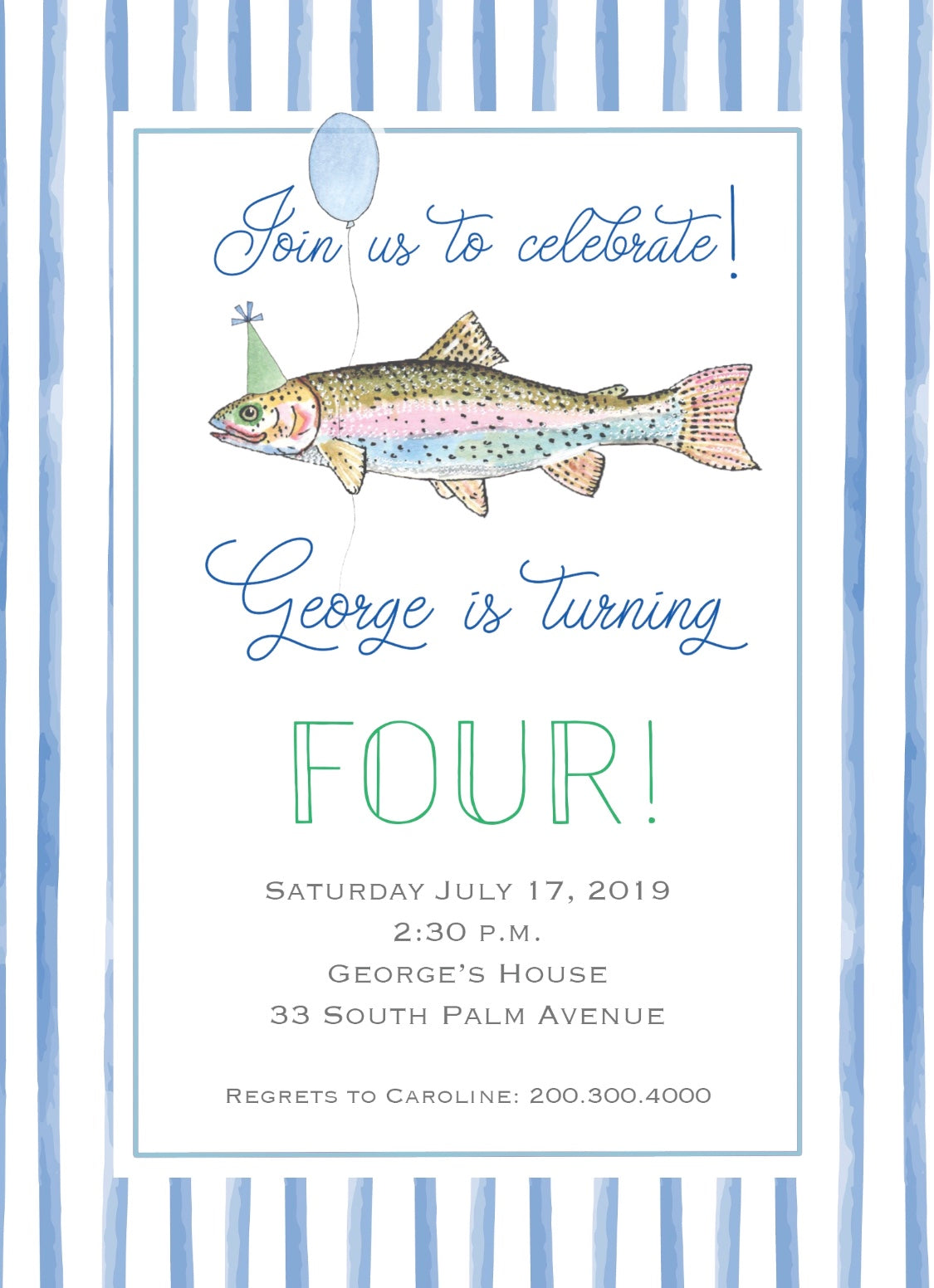 Party Fish Birthday Invitations – Katie Corley Art