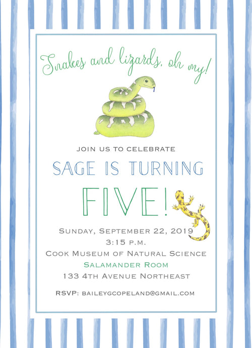 Reptile Birthday Invitations