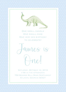 Dinosaur Birthday Invitation-Blue Bitty Dot