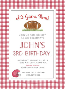 Game Time Birthday Invitations - Red Gingham