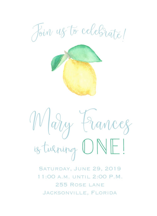 Lemon Birthday Invitations