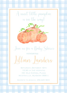 Pumpkin Baby Shower Invitations