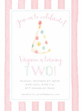 Load image into Gallery viewer, Polka Dot Party Hat Birthday Invitations