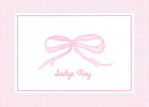 Pink Bow Calling Cards with Pink Gingham