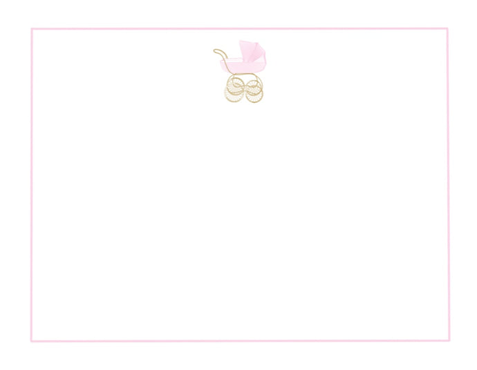 Pink Baby Carriage Stationery Set-No Name
