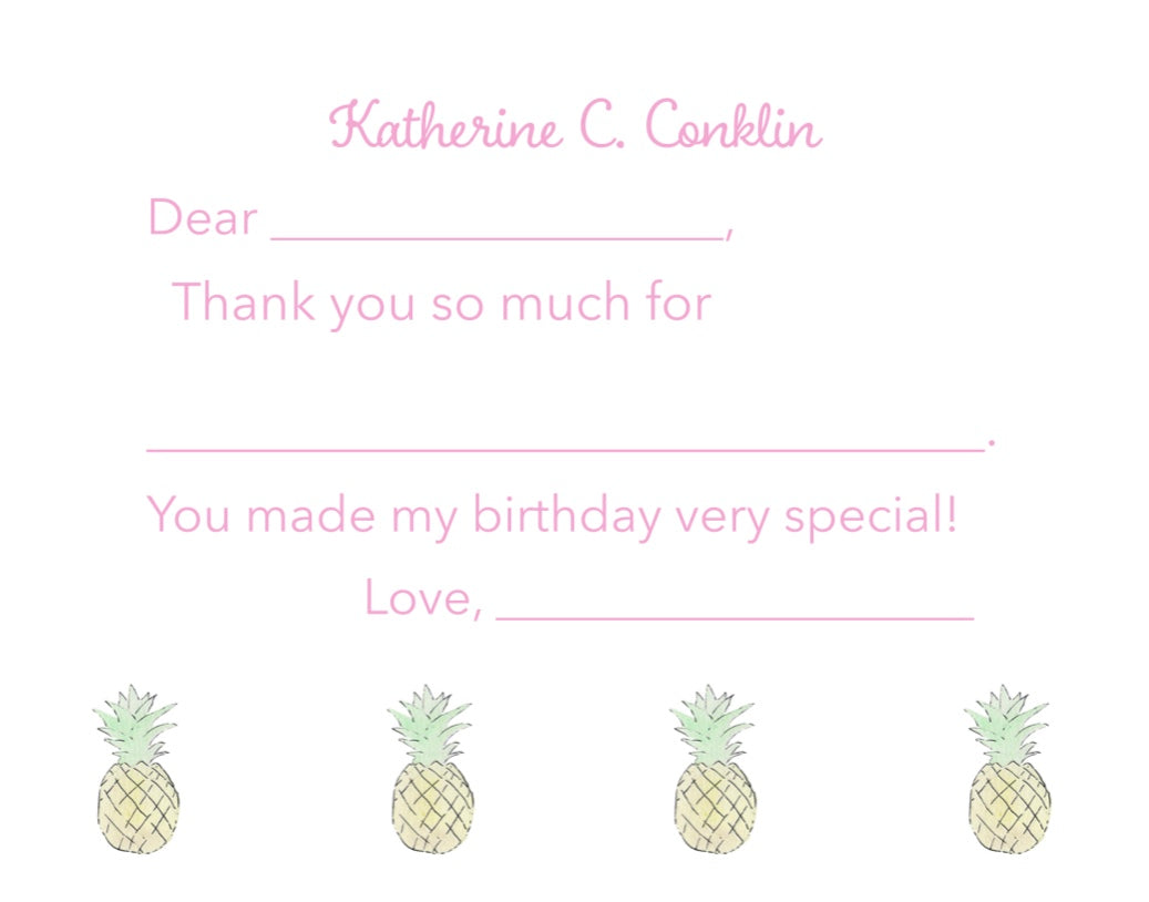 Easy Breezy Pineapple Thank You Notes