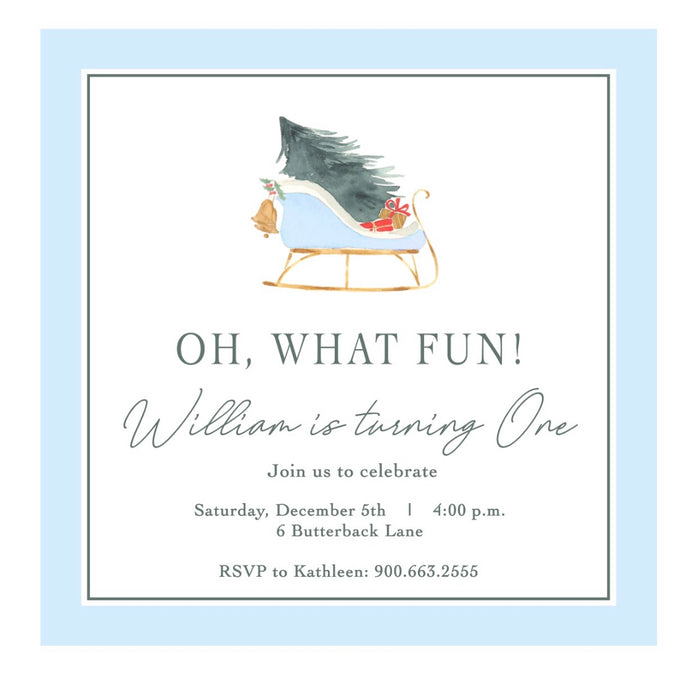 Oh What Fun Birthday Invitations Blue