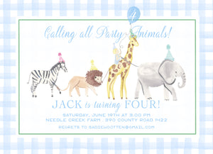 Party Animal Invitations Blue