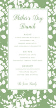 Load image into Gallery viewer, Green and White Floral Menu